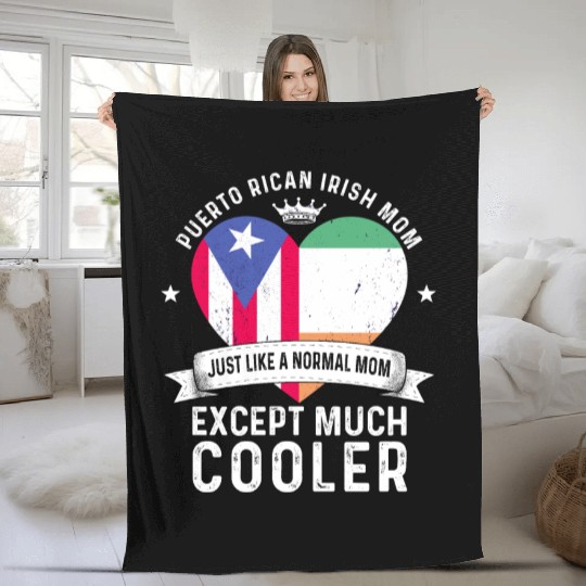 Puerto Rico Flag Ireland Mom Mothers Day Women Fleece Blankets