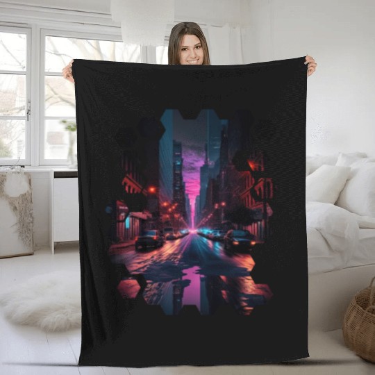 New York Vaporwave Aesthetic Retro Style Love NY Fleece Blankets