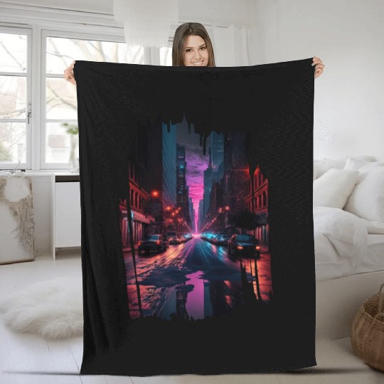 New York Vaporwave Aesthetic Retro Style Love NY Fleece Blankets