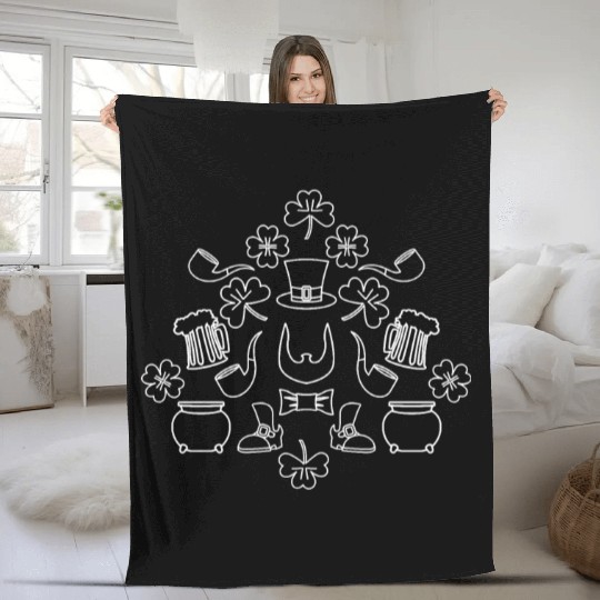 Patricks day Symbol set fo holiday in Ireland Fleece Blankets