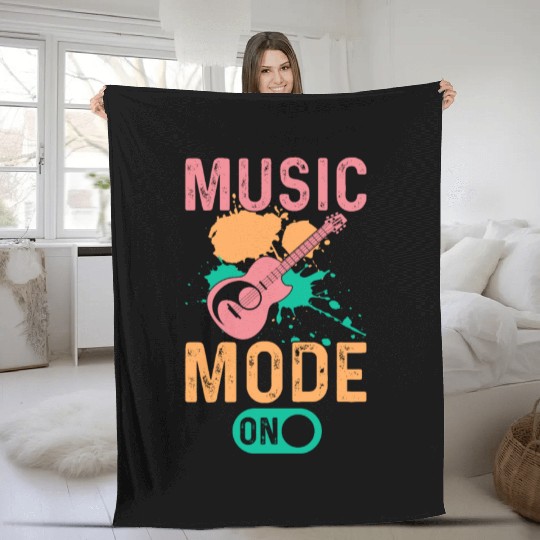 Guitarist - Music Mode On - Funny Guitar Player Fleece Blankets