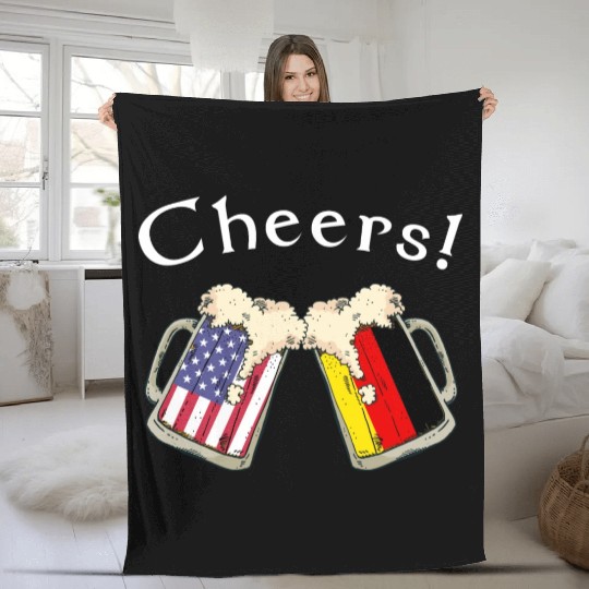 German American Grown Country Cheers Beer Drink Fleece Blankets
