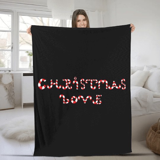 Christmas Love candy canes Fleece Blankets