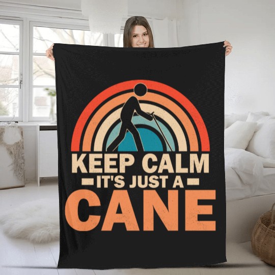 Keep Calm It's Just A Cane Braille Blindness Fleece Blankets