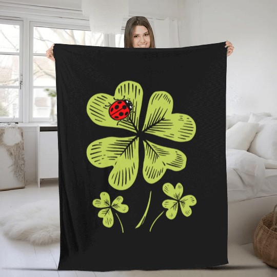 Ladybug St. Patricks Day Bug Catcher Entomologist Fleece Blankets