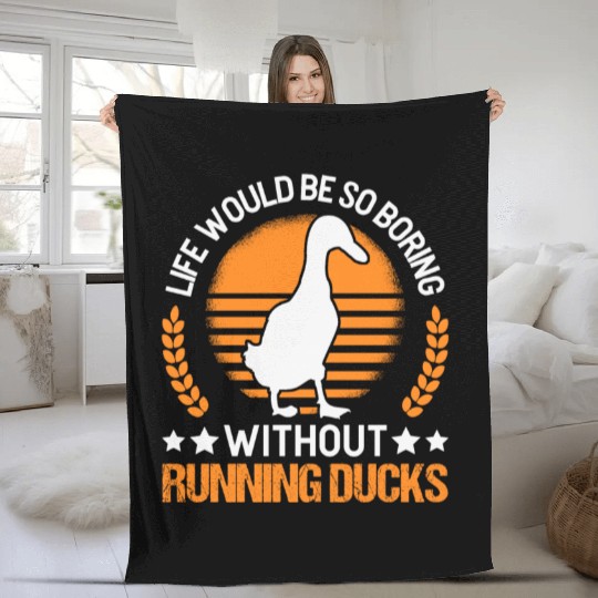 Indian Runner Gift Running Duck Fleece Blankets