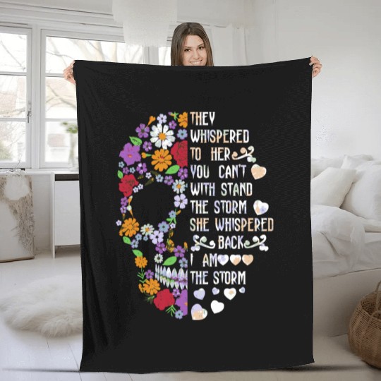 They Whispered To Her Skull Flower Fleece Blankets