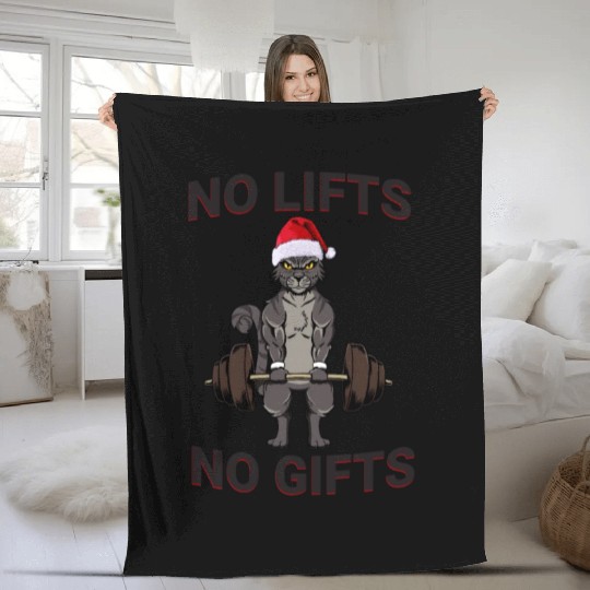 Funny No Lifts No Gifts Christmas Workout Fleece Blankets