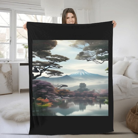 Japan nature scenery Fleece Blankets
