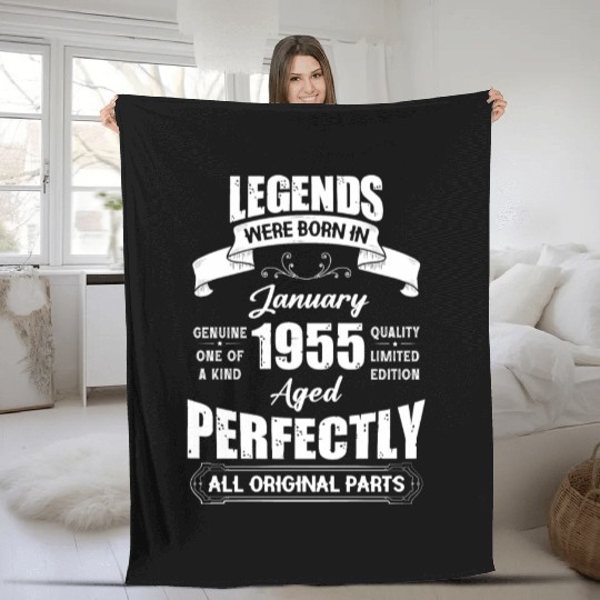Legends Were Born In January 1955 Birthday Fleece Blankets