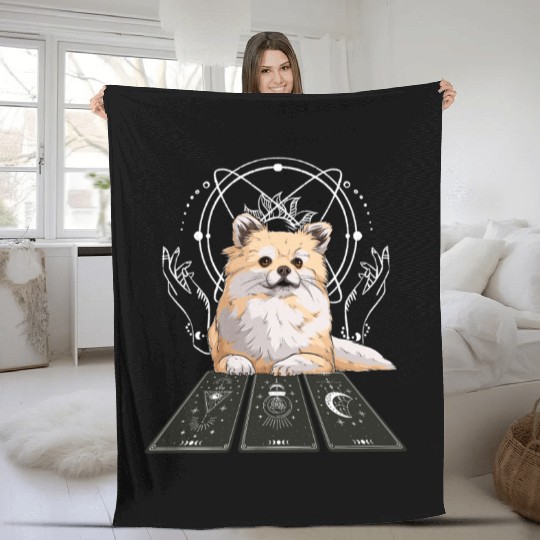 Corgi Tarot Card Reader Cool Tarot Cartomancy Fleece Blankets