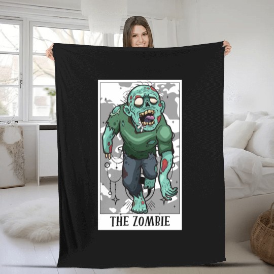 Funny The Zombie Tarot Card For Tarot Cards Fleece Blankets