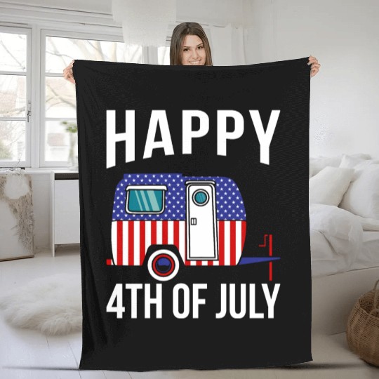 Happy 4th Of July Fleece Blankets