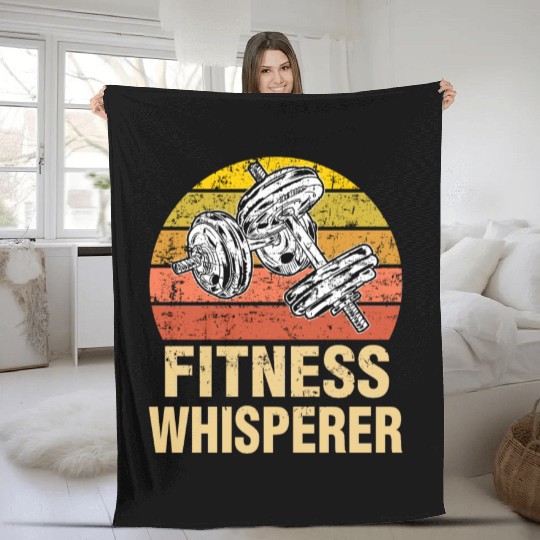 Fitness Whisperer Funny Weightlifting Gym Workout Fleece Blankets