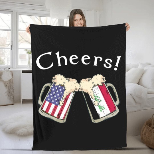 Iraqi American Grown Country Cheers Beer Drink Fleece Blankets
