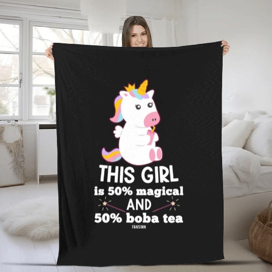 Unicorn girl fantasy horse Fleece Blankets