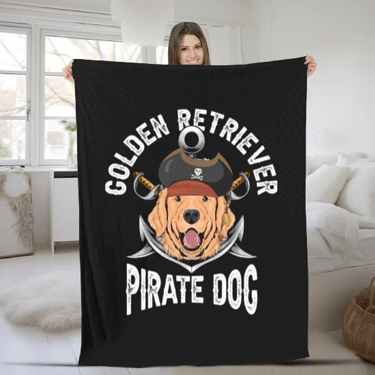 Golden Retriever Pirate Dog Fleece Blankets