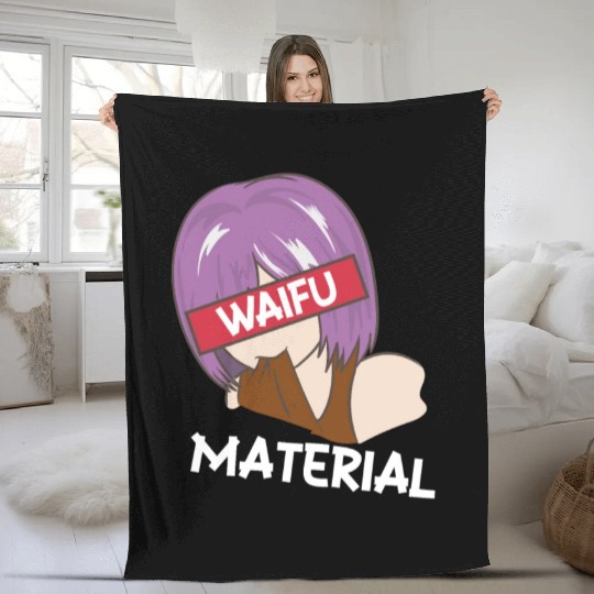 Anime Waifu Material Manga Eyes Japanese Fleece Blankets