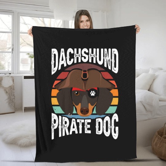 Dachshund Pirate Dog Fleece Blankets