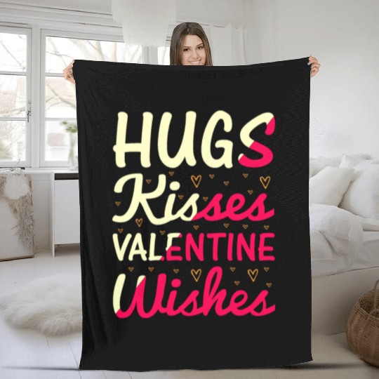 Hugs Kisses valentine Wishes ,Valentine's Day Fleece Blankets
