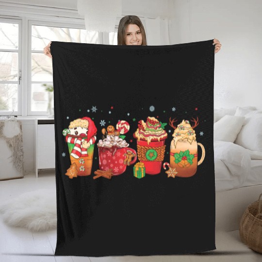 Hot Chocolate Cup Peppermint Mocha Fleece Blankets