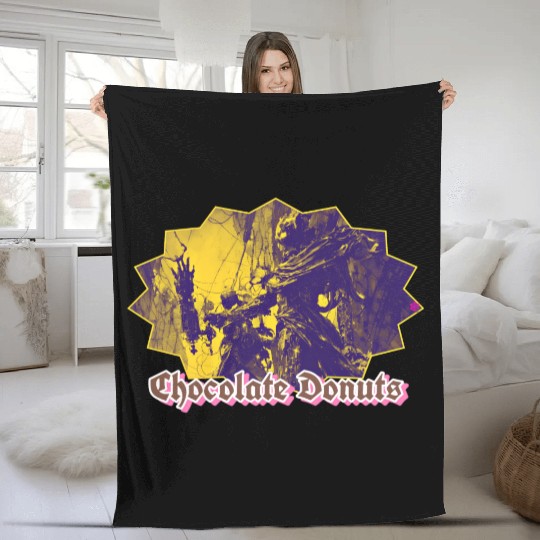Chocolate Donuts Robots Fleece Blankets