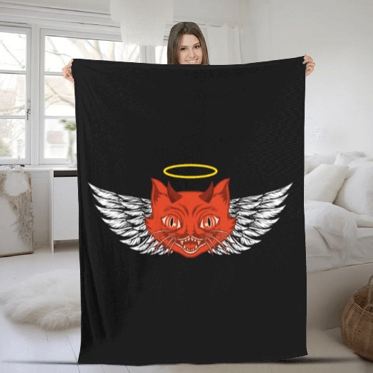 Angel and devil cat Fleece Blankets