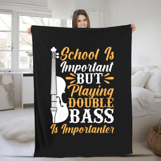 Back To School Playing Double Bass Contrabassist P Fleece Blankets