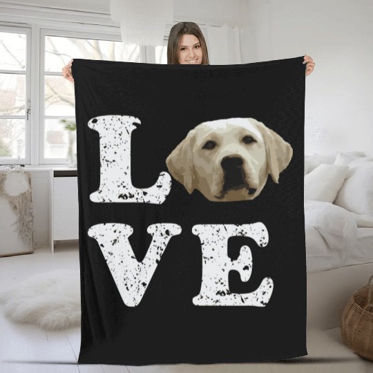 I Love My Yellow Lab Labrador Retriever Dog Fleece Blankets