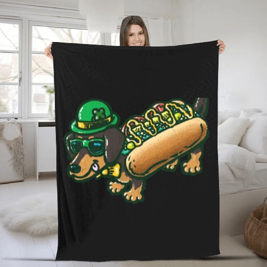 St Patrick's Day Chicago Dog Fleece Blankets