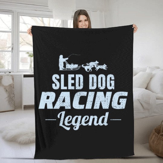 Husky Sledding Sled Dog Racing Alaskan Racers Fleece Blankets
