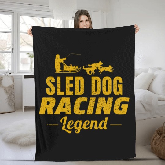 Husky Sledding Sled Dog Racing Alaskan Racers Fleece Blankets