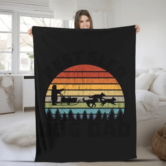 Husky Sledding Sled Dog Racing Alaskan Racers Dad Fleece Blankets