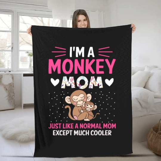 Monkey Mom Mothers Day Best Mama Ever Animal Ape Fleece Blankets