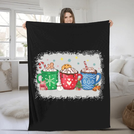 Christmas Hot Chocolate Peppermint Mocha Fleece Blankets