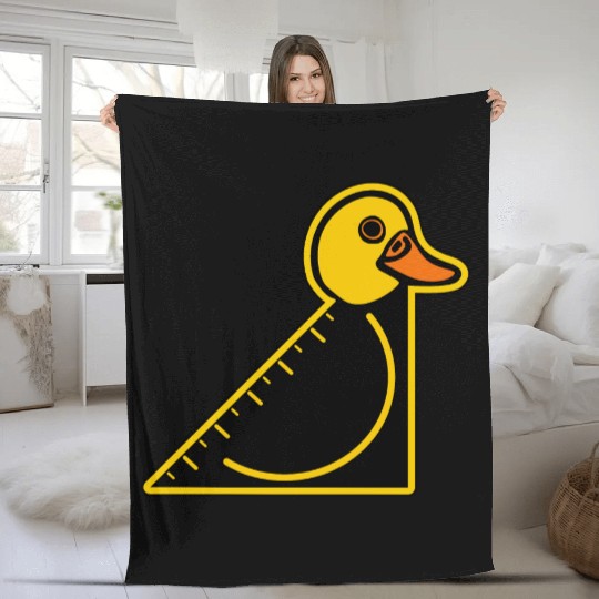 Funny Yellow Set Square Duck Fleece Blankets