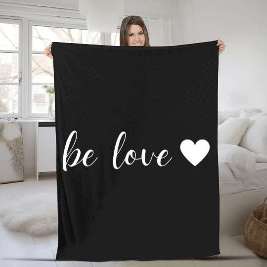 Be Love White Heart Fleece Blankets