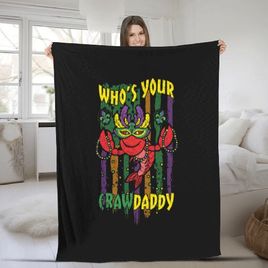Crawfish Daddy Festival Parade Beads Mardi Gras Fleece Blankets