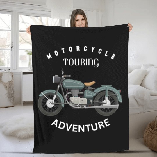 Vintage Motorcycle Touring Fleece Blankets