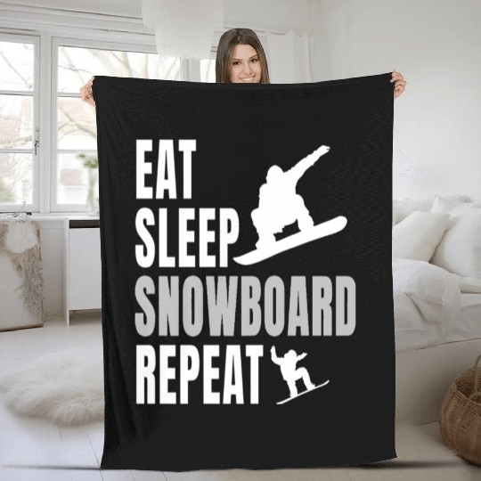 Eat Sleep Snowboard Repeat Snowboarding Snowboard Fleece Blankets