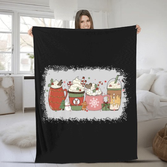 Christmas Hot Chocolate Peppermint Mocha Fleece Blankets
