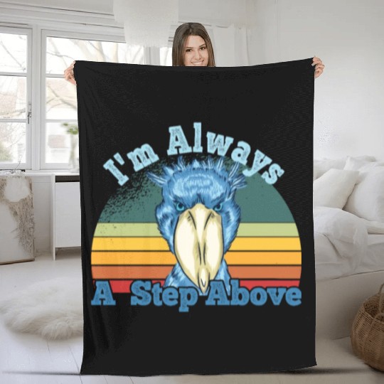 Shoebill Retro Sunset African Bird Design Fleece Blankets
