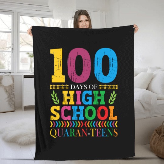 100 Days Of High School Quaran-teens Masked Fleece Blankets