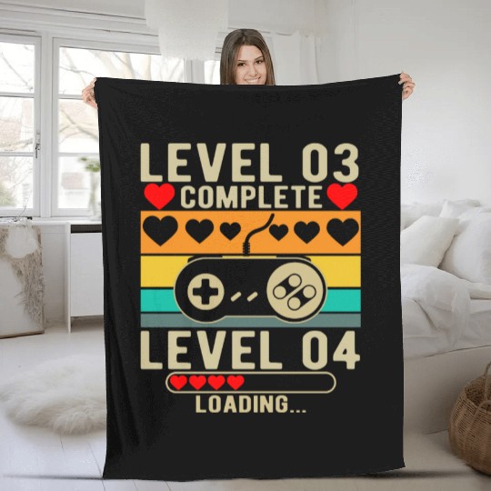 Level 3 Complete 3rd Wedding Anniversary Gamer Fleece Blankets