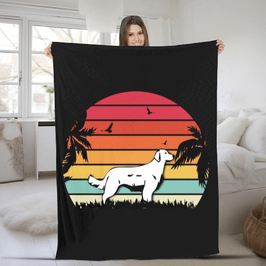 golden retriever retro style retriever lover Fleece Blankets