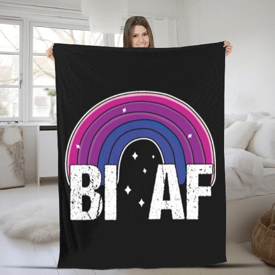 Bi AF Bisexual Pride Flag Rainbow Fleece Blankets