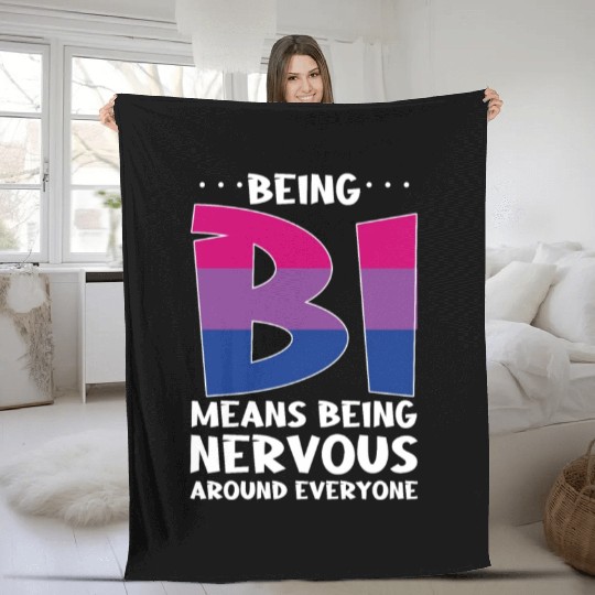 Being Bi Bisexual Pride Kawaii Cat Fleece Blankets