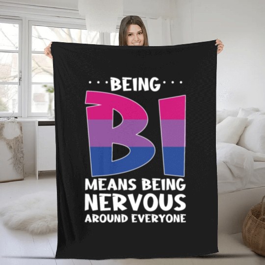 Being Bi Bisexual Pride Kawaii Cat Fleece Blankets
