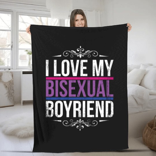 I Love My Bisexual Boyfriend Bi Pride Fleece Blankets