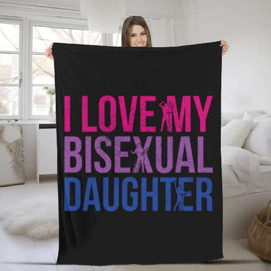 I Love My Bisexual Daughter Bi Pride Mom Fleece Blankets